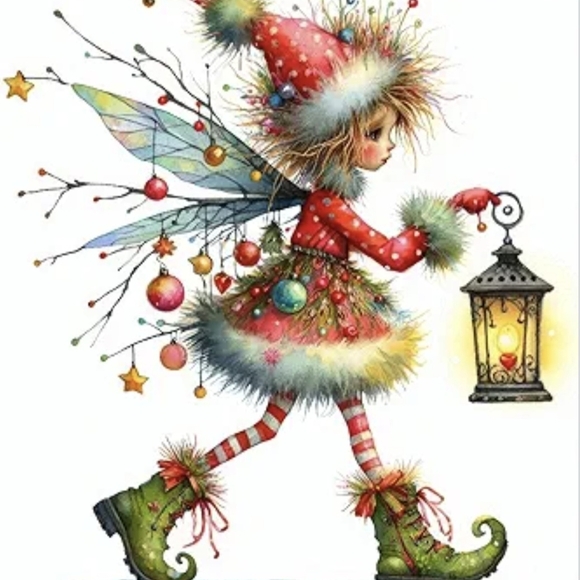 None Other - Christmas Holiday Ornament Fairy Elf 5D Diamond Painting Kit New